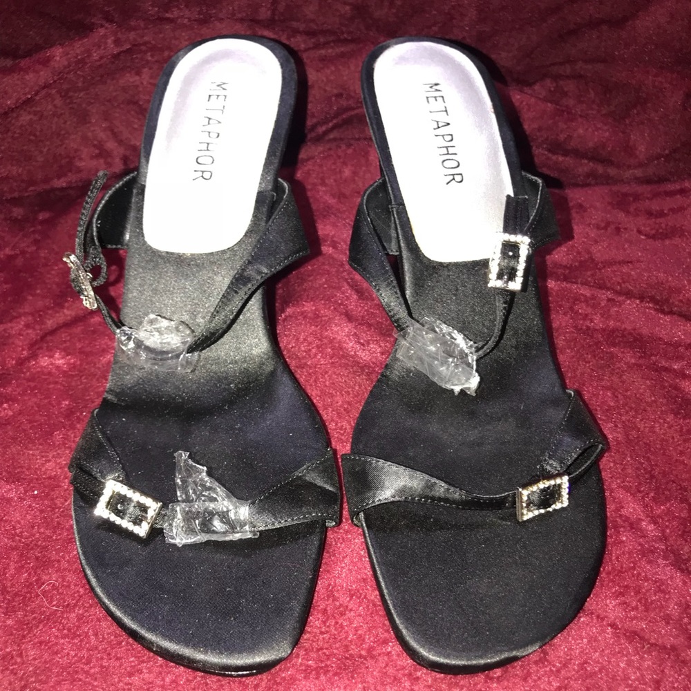 Women’s sateen strappy sandals with diamond buckle y2k